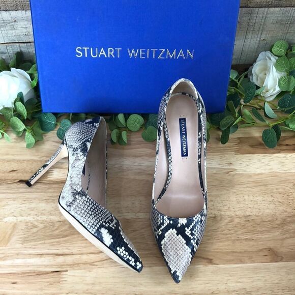 Stuart Weitzman Shoes - STUART WEITZMAN LEIGH 95 WOMENS FAUX LEATHER EMBOSSED PUMPS 8